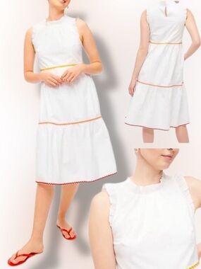 NWT J.Crew Tiered Midi Ruffle Dress with Rickrack Trim - Size 0